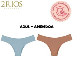 2Rios 12041 Kit 2 calcinhas Azul-Amendoa