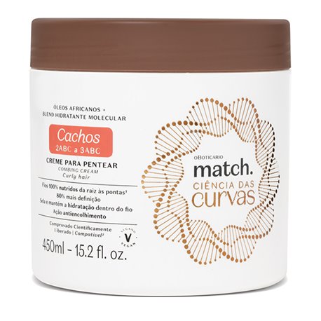 O Boticario Match CIENCIA das CURVAS Creme para pentear CACHOS 450ml