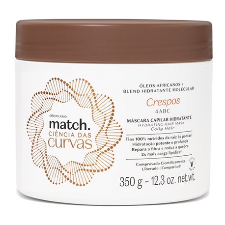 O Boticario Match CIENCIA das CURVAS Mascara Capilar CRESPOS 350g