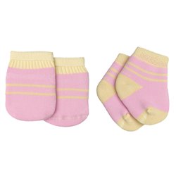 Lupo-10010 Kit Meia + Luva Infantil Rosa