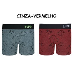 Lupo-137-027 Kit 2 Cuecas Boxer Infantil Cinza/Vermelho