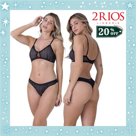 Natal Kit Lingerie 2Rios 82455+22455 Preto