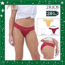 Natal Kit Lingerie 2Rios 22401 Kit 3 Calcinhas + Brinde