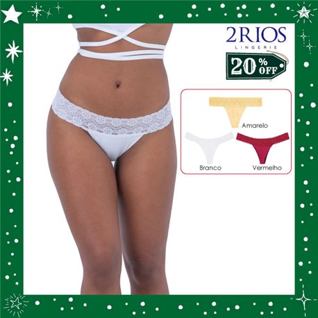 Natal Kit Lingerie 2Rios 22402 Kit 3 Fio Dentals + Brinde