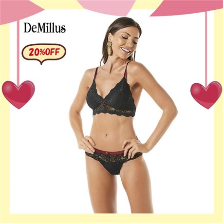 White Day Kit Lingerie DeMillus 61209+53209 Preto