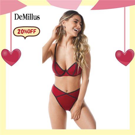 White Day Kit Lingerie DeMillus 64565+56565 Carmim