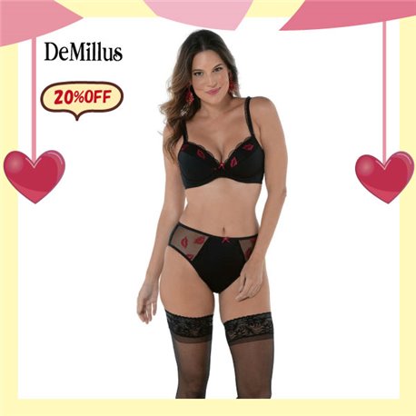 White Day Kit Lingerie DeMillus 65106+56106 Preto