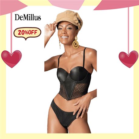 White Day Kit Lingerie DeMillus 67024+51024 Preto