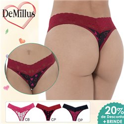 Dia dos Namorados Kit Lingerie DeMillus 51753 Kit 3 Fio Dental