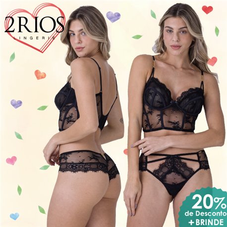 Dia dos Namorados Kit Lingerie 2Rios 82458+22458 Preto