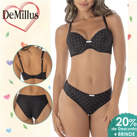 Dia dos Namorados Kit Lingerie DeMillus 67379+53379 Preto