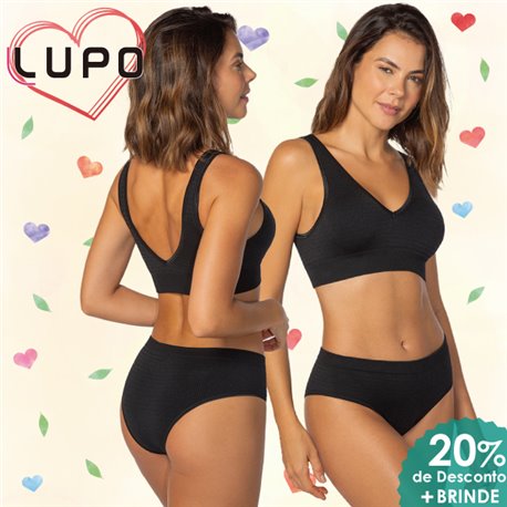 Dia dos Namorados Kit Lingerie Lupo 41368+40368 Preto