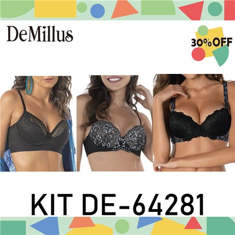 Kit Lingerie Verao DeMillus 64281 Kit 3 Sutias