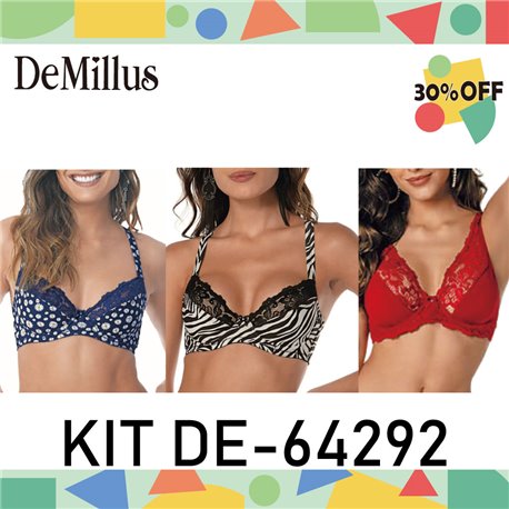 Kit Lingerie Verao DeMillus 64292 Kit 3 Sutias