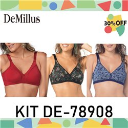 Kit Lingerie Verao DeMillus 78908 Kit 3 Sutias