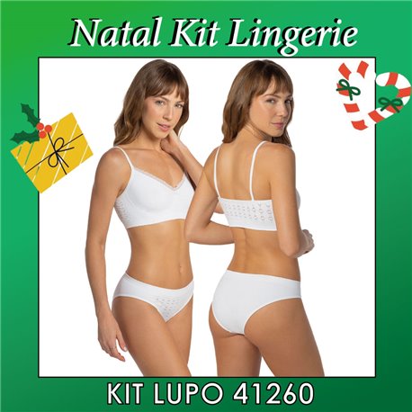 Natal Kit Lingerie Lupo 41260+40460 Branco 