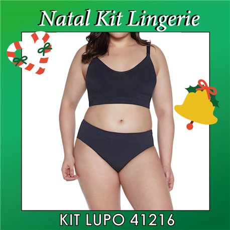 Natal Kit Lingerie Lupo 41216+40306 Preto
