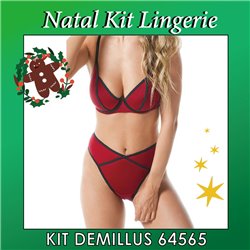 Natal Kit Lingerie DeMillus 64565+56565 Carmim