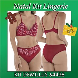 Natal Kit Lingerie DeMillus 64438+56438 Carmim