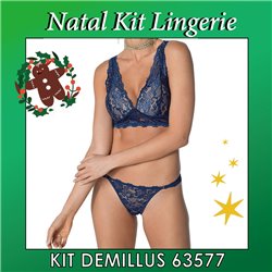 Natal Kit Lingerie DeMillus 63577+53577 Marinho 