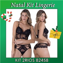 Natal Kit Lingerie 2rios 82458+22458 Preto