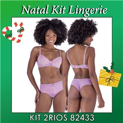Natal Kit Lingerie 2Rios 82433+22433 Roxo