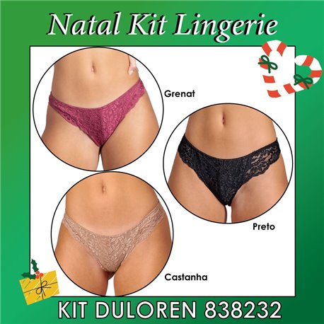 Kit Lingerie Natal Duloren 838232 Kit 3 Calcinhas 