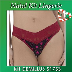 Kit Lingerie Natal DeMillus 51753 Kit 3 Calcinhas Fio Dental