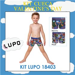 Valentine's Day Lupo 18403 Infantil Kit 2 Cuecas Boxer 