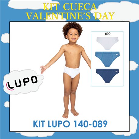 Valentine's Day Lupo 140-089 Infantil Kit 3 Cuecas Slip