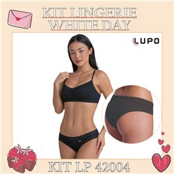 White Day Kit Lingerie Lupo 42004+43004 Preto
