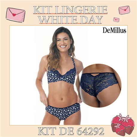 White Day Kit Lingerie DeMillus 64292+54292 Marinho