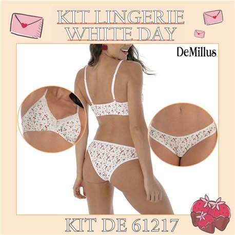 White Day Kit Lingerie DeMillus 61217+53217 Branco