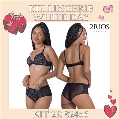 White Day Kit Lingerie 2Rios 82456+22456 Preto