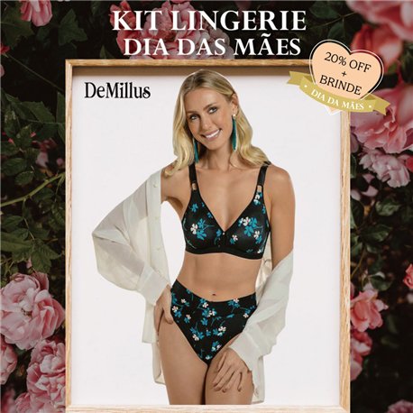 Dia das Maes Kit Lingerie DeMillus 61219+56218 Preto