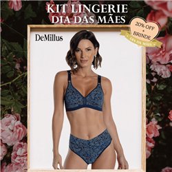 Dia das Maes Kit Lingerie DeMillus 61742+26642 Marinho
