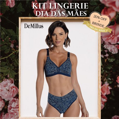 Dia das Maes Kit Lingerie DeMillus 61742+26642 Marinho