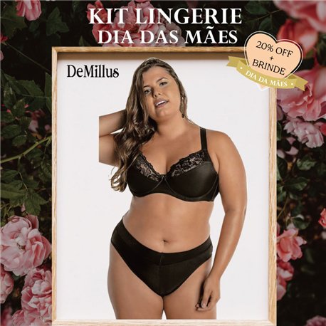 Dia das Maes Kit Lingerie DeMillus 64086+26065 Preto