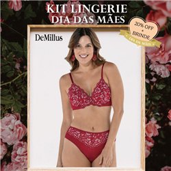 Dia das Maes Kit Lingerie DeMillus 64438+56438 Carmim