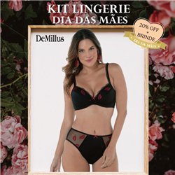 Dia das Maes Kit Lingerie DeMillus 65106+56106 Preto