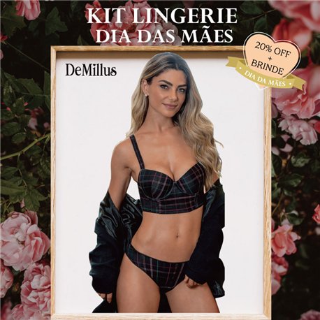 Dia das Maes Kit Lingerie DeMillus 67129+53129 Preto