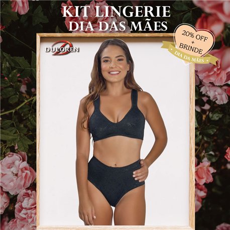 Dia das Maes Kit Lingerie Duloren 111811+114807 Preto