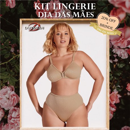 Dia das Maes Kit Lingerie Duloren 121248+114248 Beige Fonce
