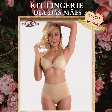 Dia das Maes Kit Lingerie Duloren 121941+129941 Beige Fonce