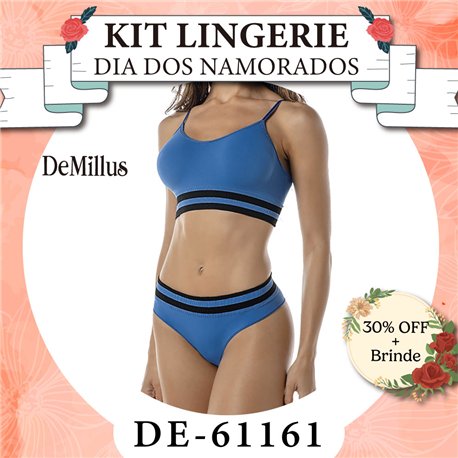 Dia dos Namorados Kit Lingerie DeMillus 61161+53161 Azul Atalaia