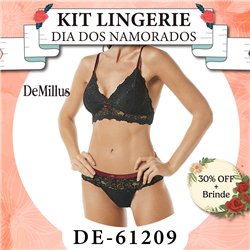 Dia dos Namorados Kit Lingerie DeMillus 61209+53209 Preto