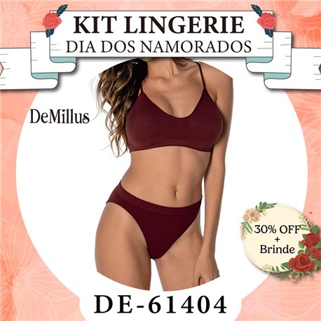 Dia dos Namorados Kit Lingerie DeMillus 61404+56300 Vinho Barolo