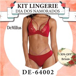 Dia dos Namorados Kit Lingerie DeMillus 64002+51002 Carmim
