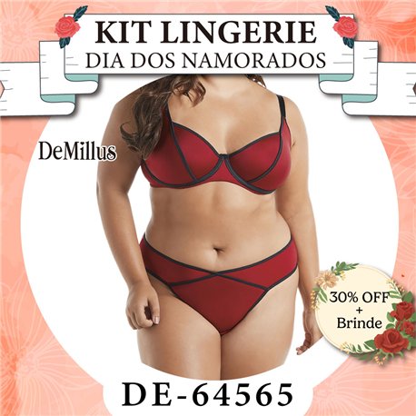 Dia dos Namorados Kit Lingerie DeMillus 64565+56565 Carmim