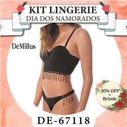 Dia dos Namorados Kit Lingerie DeMillus 67118+51118 Preto